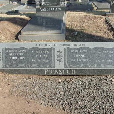 PRINSLOO Albertus Lambertus 1900-1983 &amp; Tiennie COETZEE 1900-1989