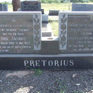 PRETORIUS Dirk Jacobus 1902-1973 &amp; Anna Francina Magdalena DE BEER 1906-1979