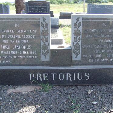 PRETORIUS Dirk Jacobus 1902-1973 &amp; Anna Francina Magdalena DE BEER 1906-1979