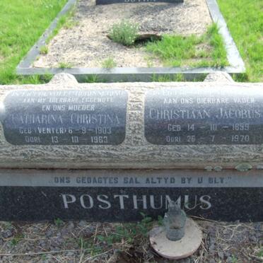 POSTHUMUS Christiaan Jacobus 1899-1970 &amp; Catharina Christina VENTER 1903-1963