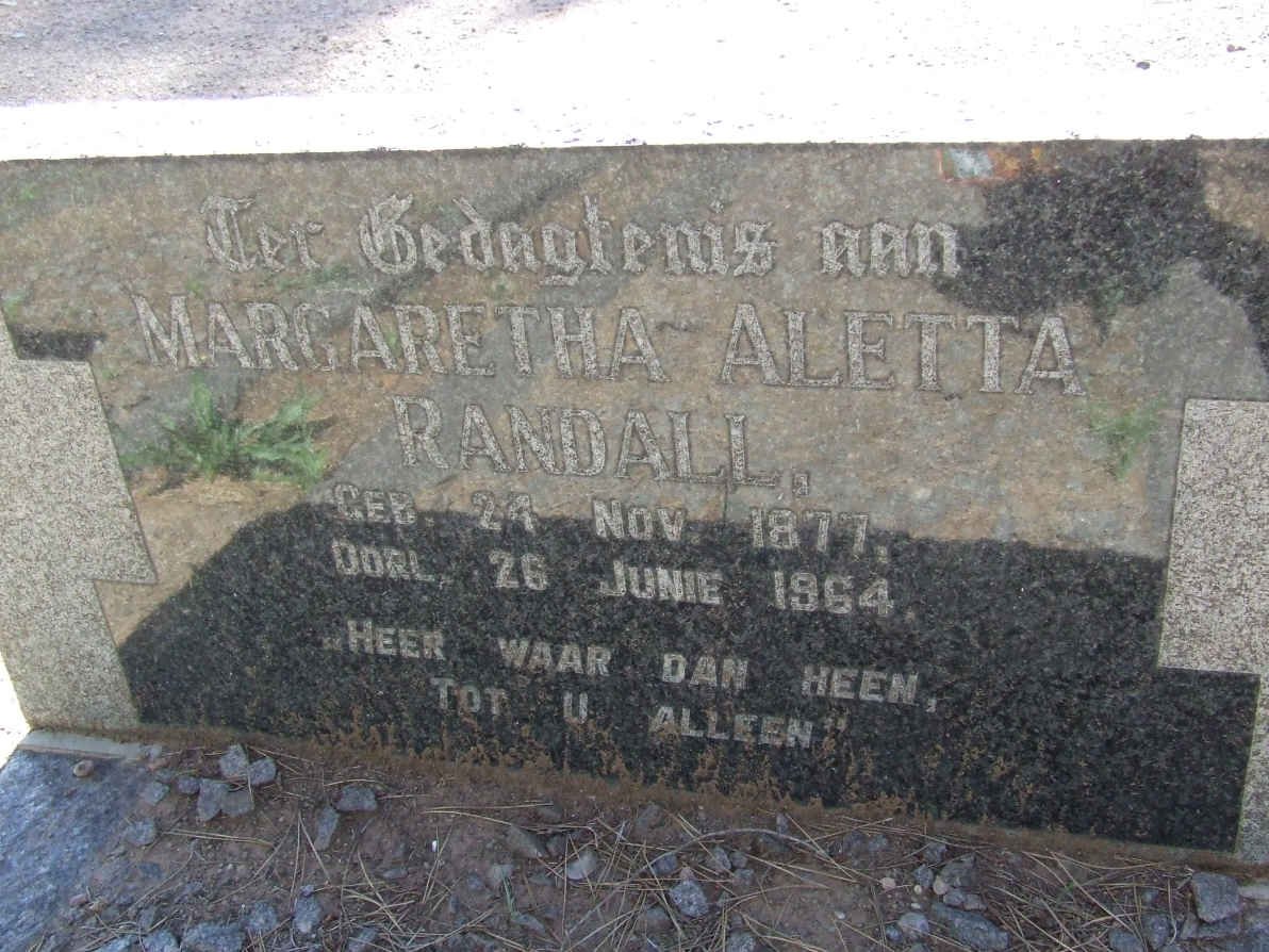 RANDALL Margaretha Aletta 1877-1964