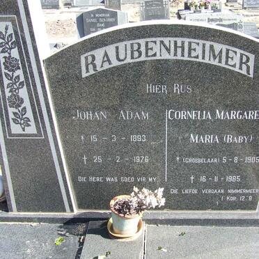 RAUBENHEIMER Johan Adam 1893-1976 &amp; Cornelia Margaretha Maria GROBBELAAR 1905-1985