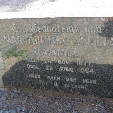 RANDALL Margaretha Aletta 1877-1964