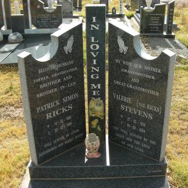 RICKS Patrick Simon 1955-1999 :: STEVENS Valerie nee RICKS 1936-2004
