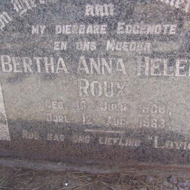 ROUX Bertha Anna Helena 1908-1963