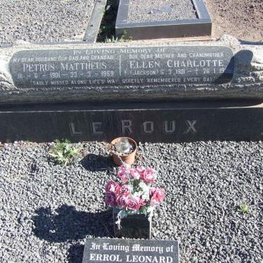 ROUX Petrus Mattheus, le 1901-1969 &amp; Ellen Charlotte JACKSON 1901-1985 :: LE ROUX Errol Leonard 1942-2005