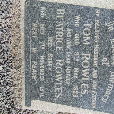 ROWLES Tom -1928 &amp; Beatrice SOBEY -1971