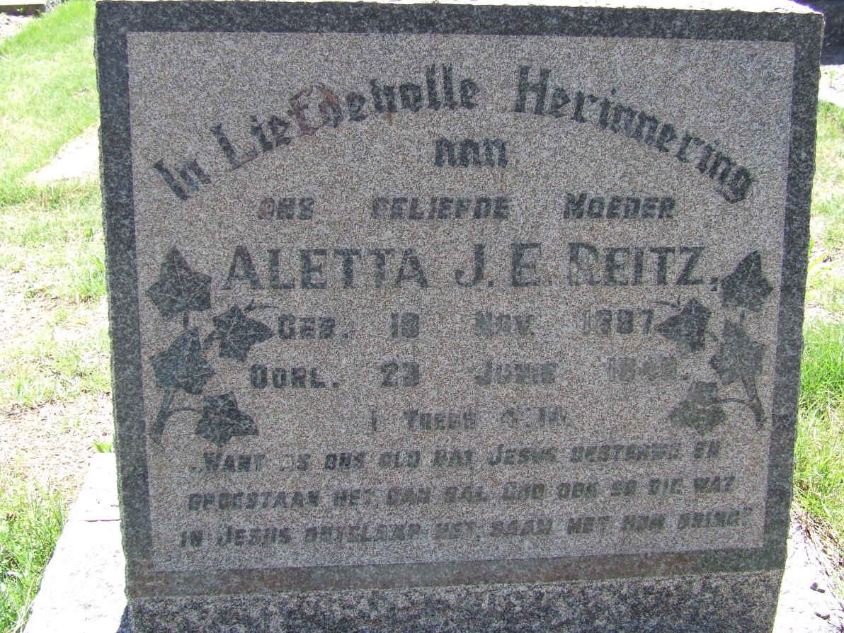REITZ Aletta J.E. 1887-1949