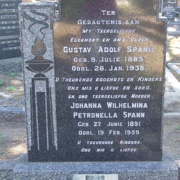 SPANN Gustav Adolf 1885-1938 &amp; Johanna Wilhelmina Petronella 1891-1859