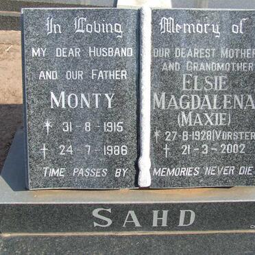 SAHD Monty 1915-1986 &amp; Elsie Magdalena VORSTER 1928-2002
