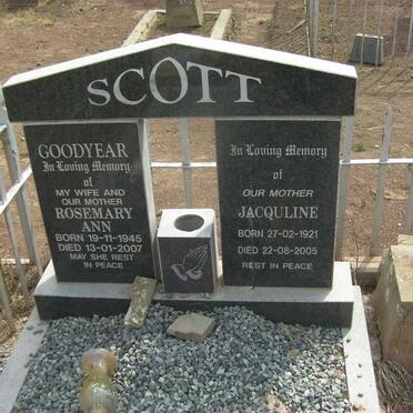 SCOTT Rosemary Ann 1945-2007 &amp; Jacquline 1921-2005
