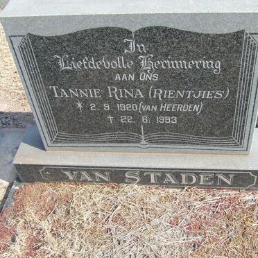 STADEN Rina, van nee VAN HEERDEN 1920-1993