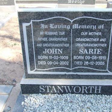 STANWORTH John 1909-2002 &amp; Sarie 1919-2005