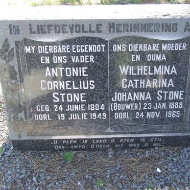 STONE Antonie Cornelius 1884-1949 &amp; Wilhelmina Catharina Johanna BOUWER 1888-1965