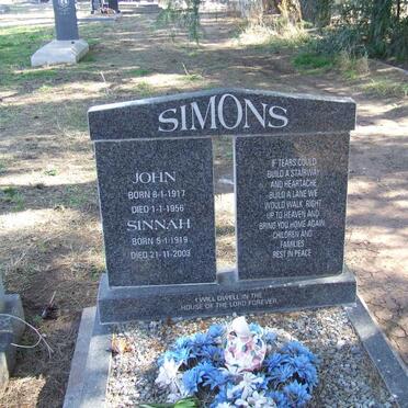 SIMONS John 1917-1956 &amp; Sinnah 1919-2003