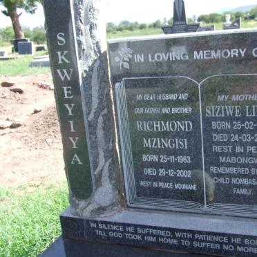 SKWEYIYA Richmond Mzingisi 1963-2002 &amp; Siziwe Linda 1967-2004