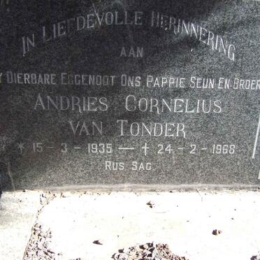 TONDER Andries Cornelius, van 1935-1968