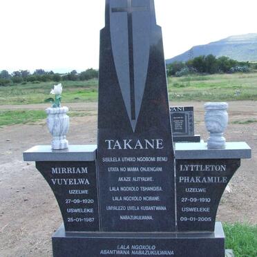 TAKANE Lyttleton Phakamile 1910-2005 &amp; Mirriam Vuyelwa 1920-1987