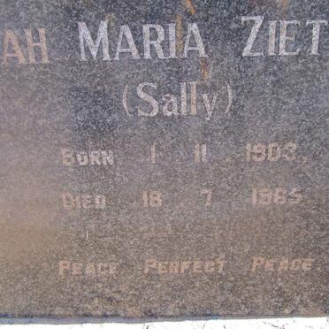 VELLEMA Sarah Maria Zietsman 1903-1965