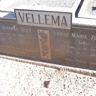VELLEMA Marie Susanna Alice 1927-1963 :: VELLEMA Sarah Maria Zietsman 1903-1965