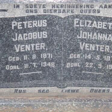 VENTER Petrus Jacobus 1871-1946 &amp; Elizabeth Johanna 1870-1954