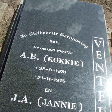 VENTER J.A. 1929-  &amp; A.B. 1931-1975