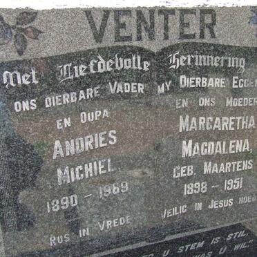 VENTER Andries Michiel 1890-1969 &amp; Margaretha Magdalena MAARTENS 1898-1951