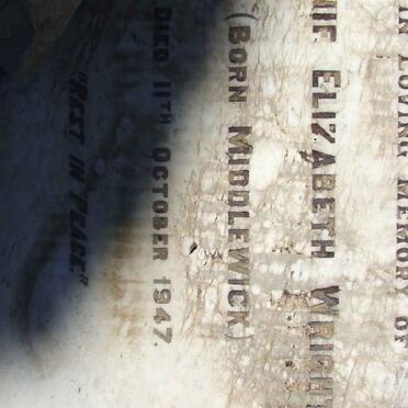 WRIGHT ?ie Elizabeth nee MIDDLEWICK -1947