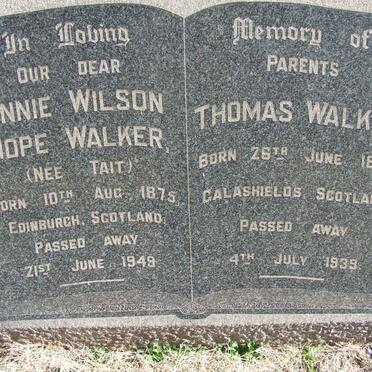WALKER Thomas 1872-1939 &amp; Annie Wilson Hope TAIT 1875-1949