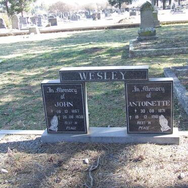 WESLEY John 1857-1938 &amp; Antoinette 1871-1961
