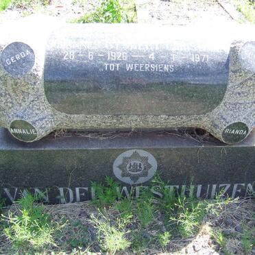 WESTHUIZEN Johannes Gysbert Christiaan, van der 1926-1971