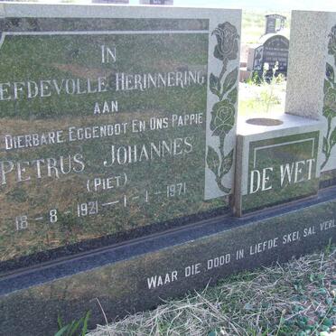 WET Petrus Johannes, de 1921-1971