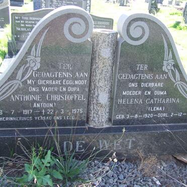 WET Antonie Christoffel, de 1917-1975 &amp; Helena Catharina 1920-1998
