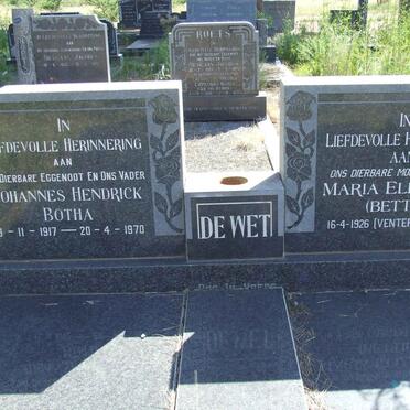 WET Johannes Hendrick Botha, de 1917-1970 &amp; Maria Elizabeth VENTER 1926-2005