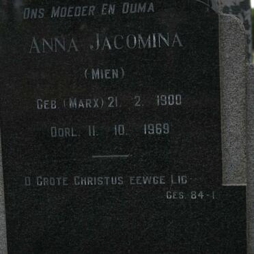 WET Anna Jacomina, de nee MARX 1900-1969