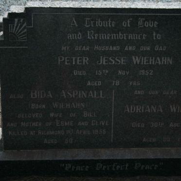 WIEHAHN Peter Jesse -1952 &amp; Adriana 1963 :: ASPINALL Bida nee WIEHAHN - 1955