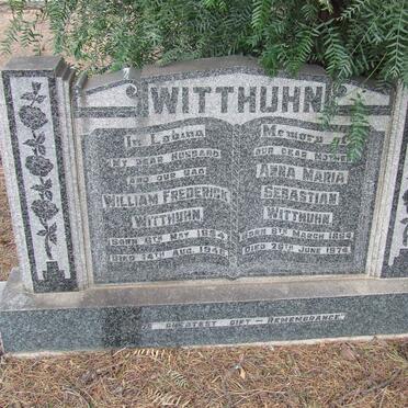 WITTHUHN William Frederick 1894-1948 &amp; Anna Maria Sebastian 1894-1974