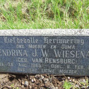WIESENAAR Hendrina J.W. nee VAN RENSBURG 1885-1968