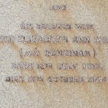 WILSON George William 1894-1927 &amp; Alice Elizabeth Ann RUNCIMAN 1893-1944