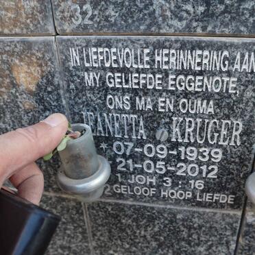 KRUGER Jeanetta 1939-2012