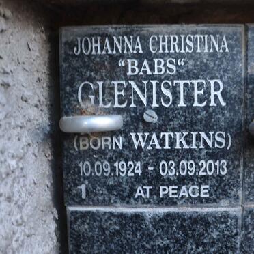 GLENISTER Johanna Christina nee WATKINS 1924-2013