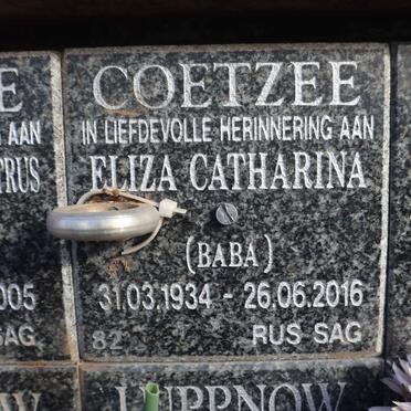 COETZEE Eliza Catharina 1934-2016