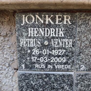 JONKER Hendrik Petrus Venter 1927-2009