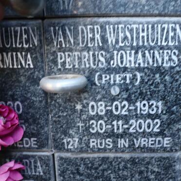WESTHUIZEN Petrus Johannes, van der 1931-2002