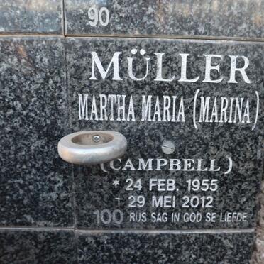 MULLER Martha Maria nee CAMPBELL 1955-2012