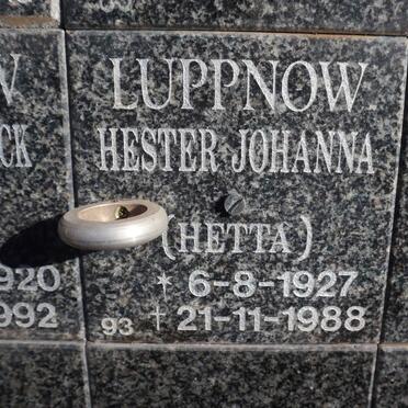LUPPNOW Hester Johanna 1927-1988