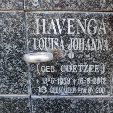 HAVENGA Louisa Johanna nee COETZEE 1938-2012