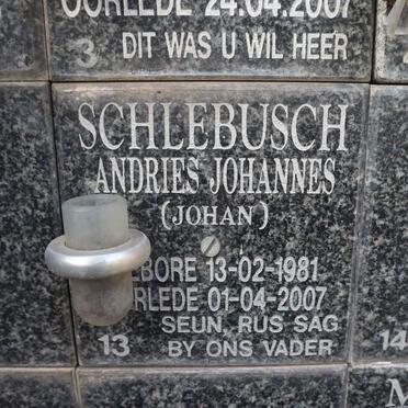 SCHLEBUSCH Andries Johannes 1981-2007