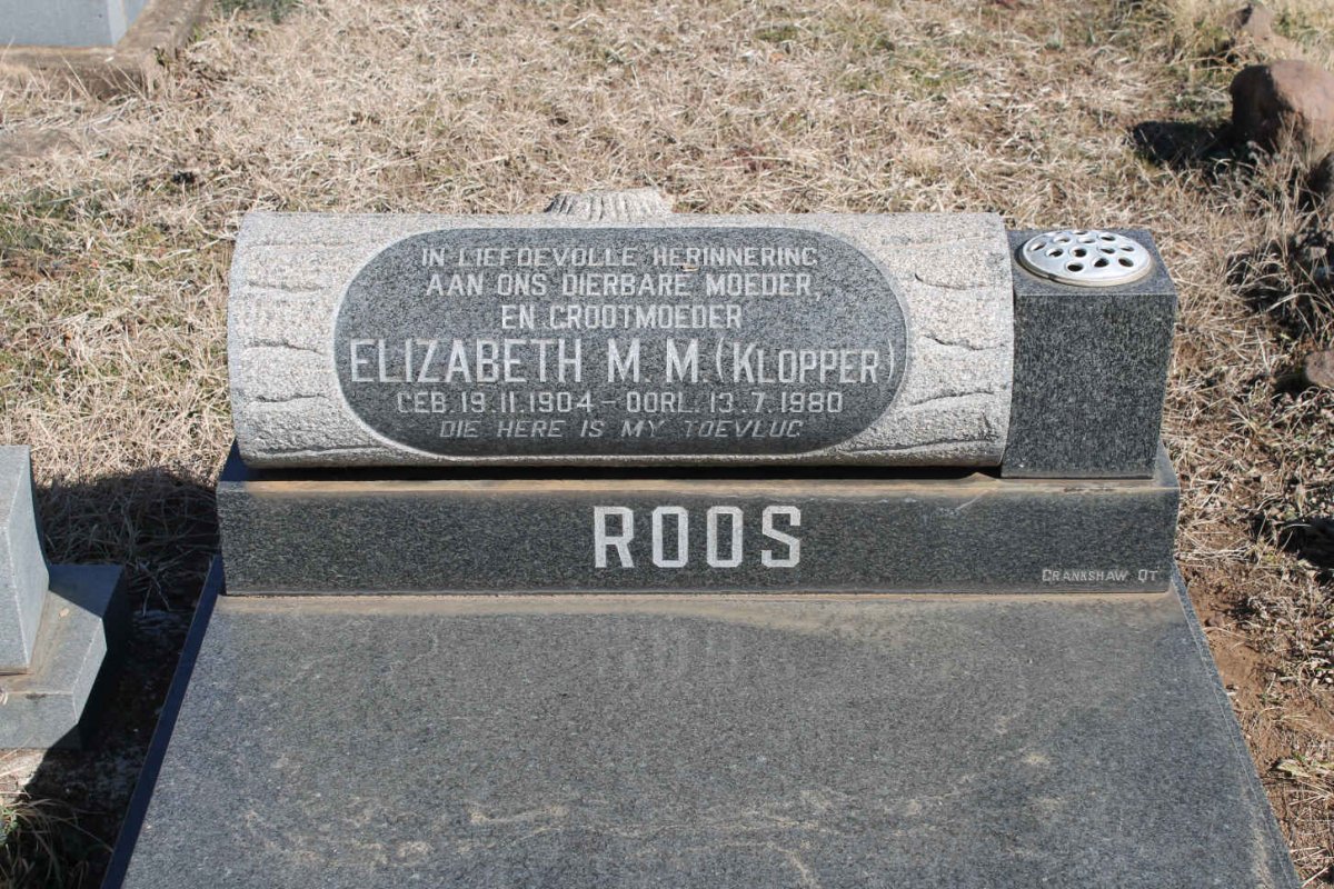 ROOS Elizabeth M.M. nee KLOPPER 1904-1980