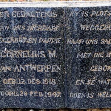 ANTWERPEN Cornelius M., van 1918-1947